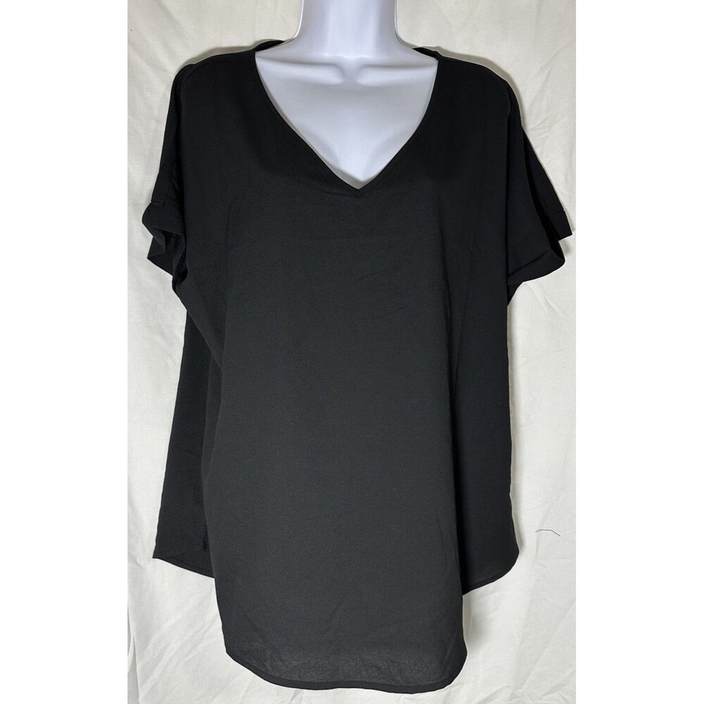 Zenana Woven Airflow V-Neck Dolman Short Sleeve Top Size XL